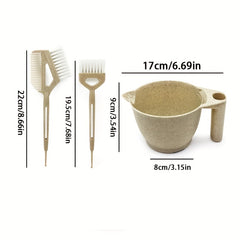 Eco Wheat Straw Hair Dye Kit w/ Bowl & Brush Set for Normal Hair