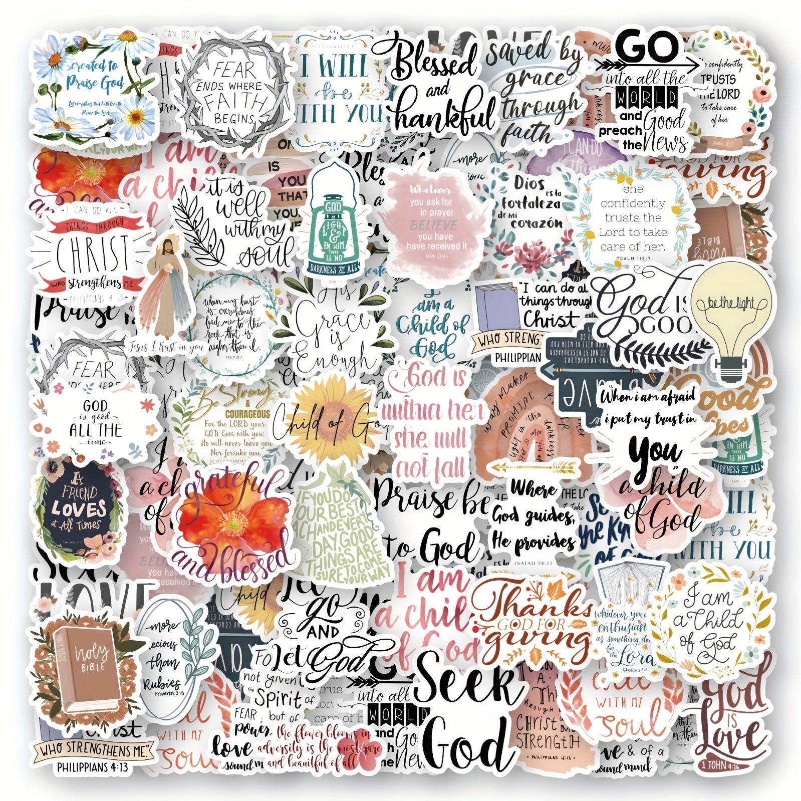 50pcs Bible Verses Stickers for Laptops Water Bottles