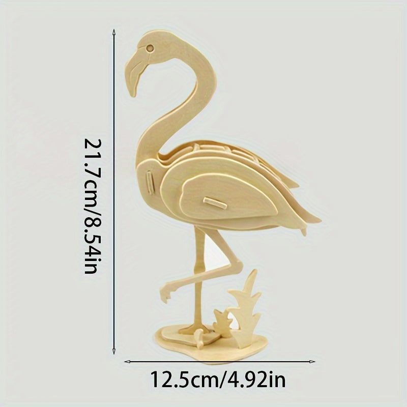 3D Animal Wooden Puzzle Educational Toy DIY Building Block Model