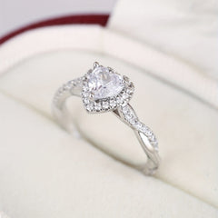 Men's Copper Micro Heart Lord Faux Diamond Stone Ring
