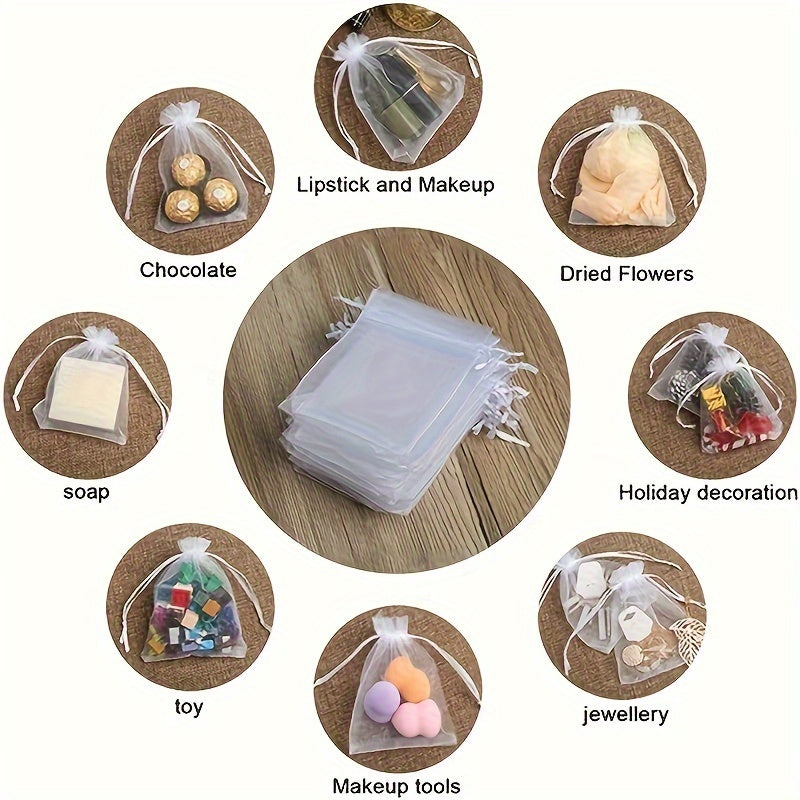 10pcs Transparent Organza Bags Wedding Gift Bags Jewelry Gift Bags
