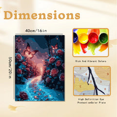 Butterfly Rose & Luminous Mushroom Paint by Numbers Kit, 40x50, Unframed