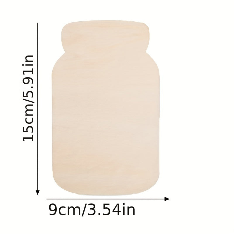 10pcs Wooden Mason Jar Cutouts DIY Wood Craft Ornaments