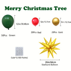 96pcs Christmas Balloon Garland Arch Kit Green Red Golden Latex Balloons