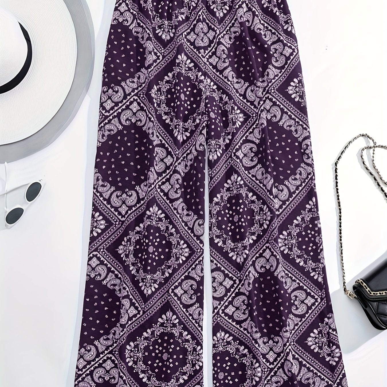  Scarf Print Wide Leg Trousers