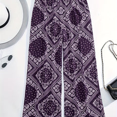  Scarf Print Wide Leg Trousers