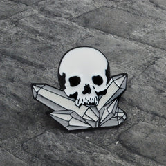 Crystal Column Skull Brooch