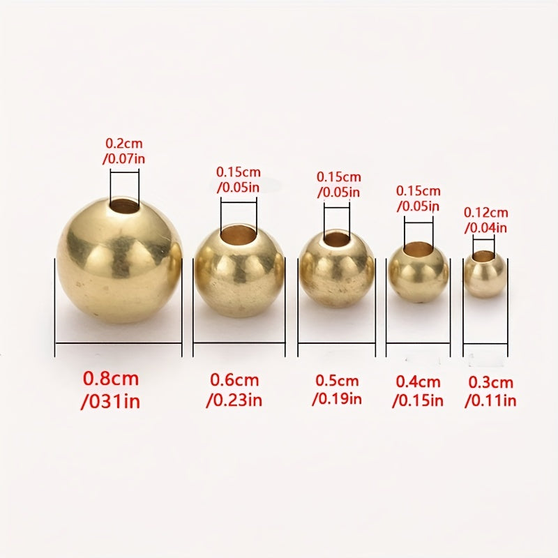 50pcs Brass Round Ball Space Beads 3 4 5 6 8mm DIY Necklaces Jewelry Making