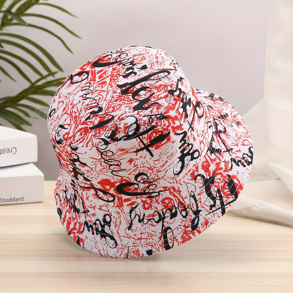 Graffiti Print Bucket Hat Couple Basin Hat Sunscreen Fisherman Cap