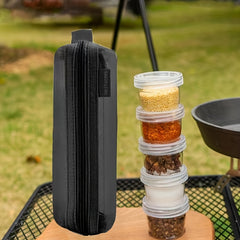 5pcs Portable Spice Containers with Labels and Storage Bag