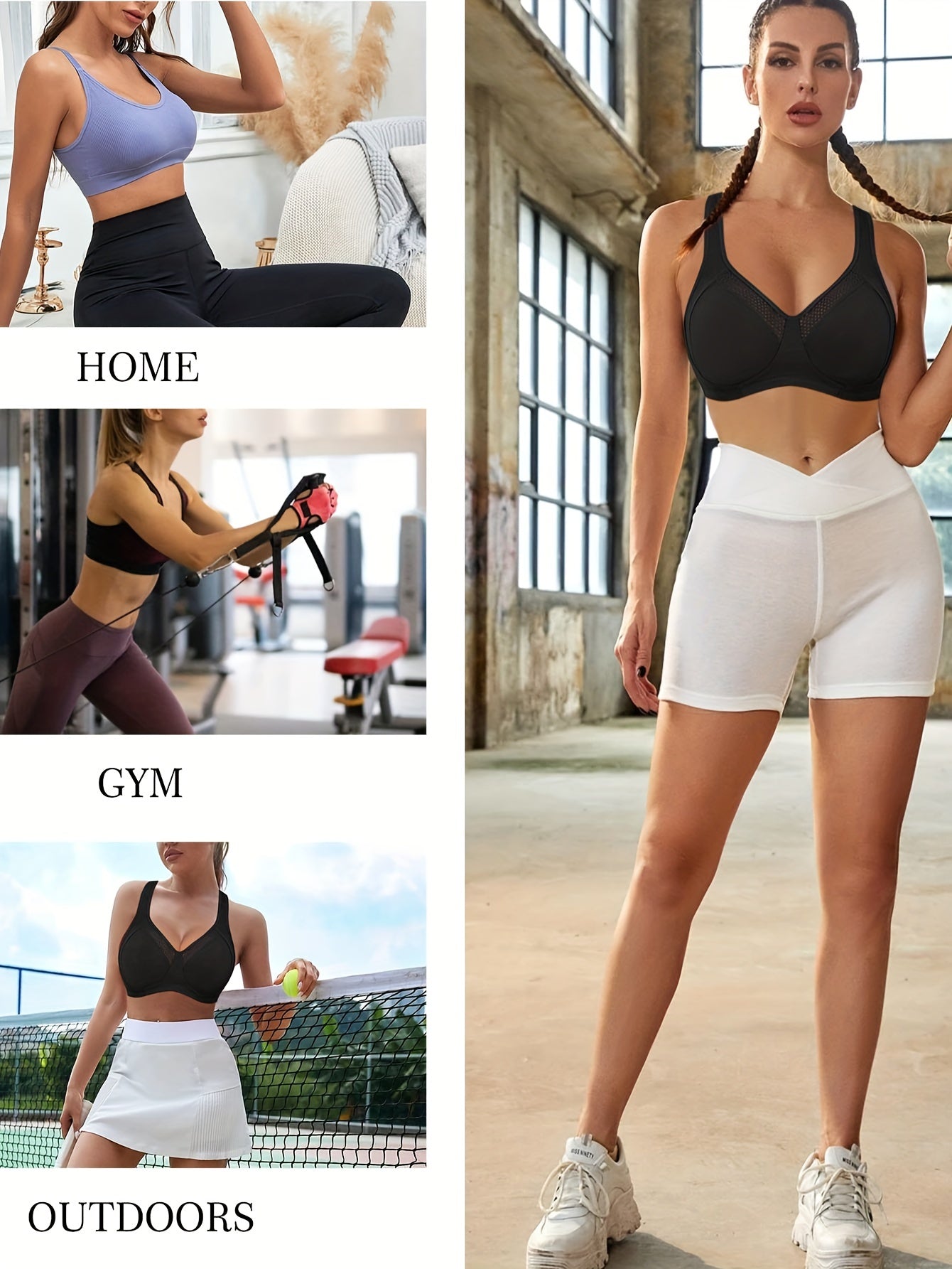 Cut Out Wireless Sports Bra Comfy & Breathable Push Up Shockproof Bra