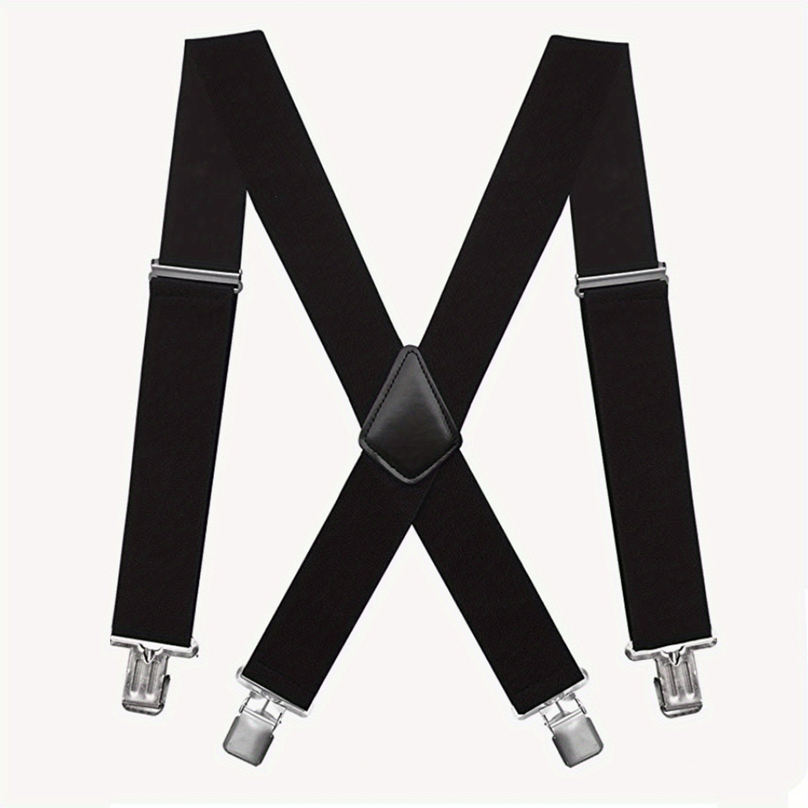 Men's Wide Elastic Adjustable Suspenders 4 Clips