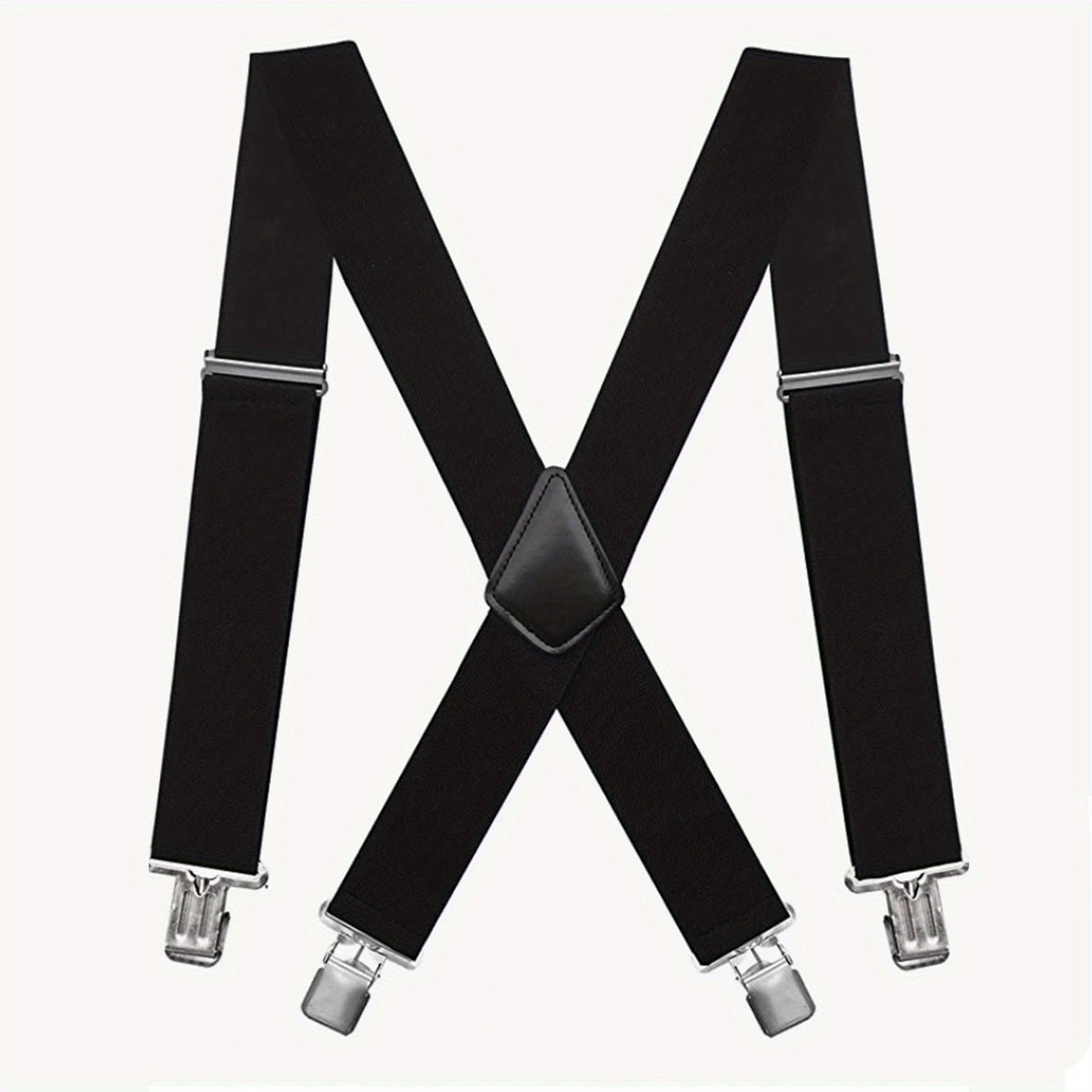 Men's Wide Elastic Adjustable Suspenders 4 Clips
