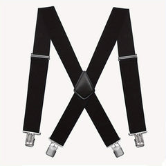 Men's Wide Elastic Adjustable Suspenders 4 Clips