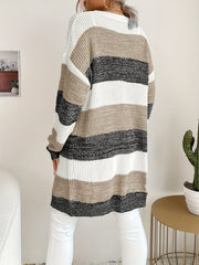  Colorblock Long Sleeve Cardigan