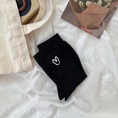 3 Pairs Heart Print Socks Comfy & All match Women's Stockings