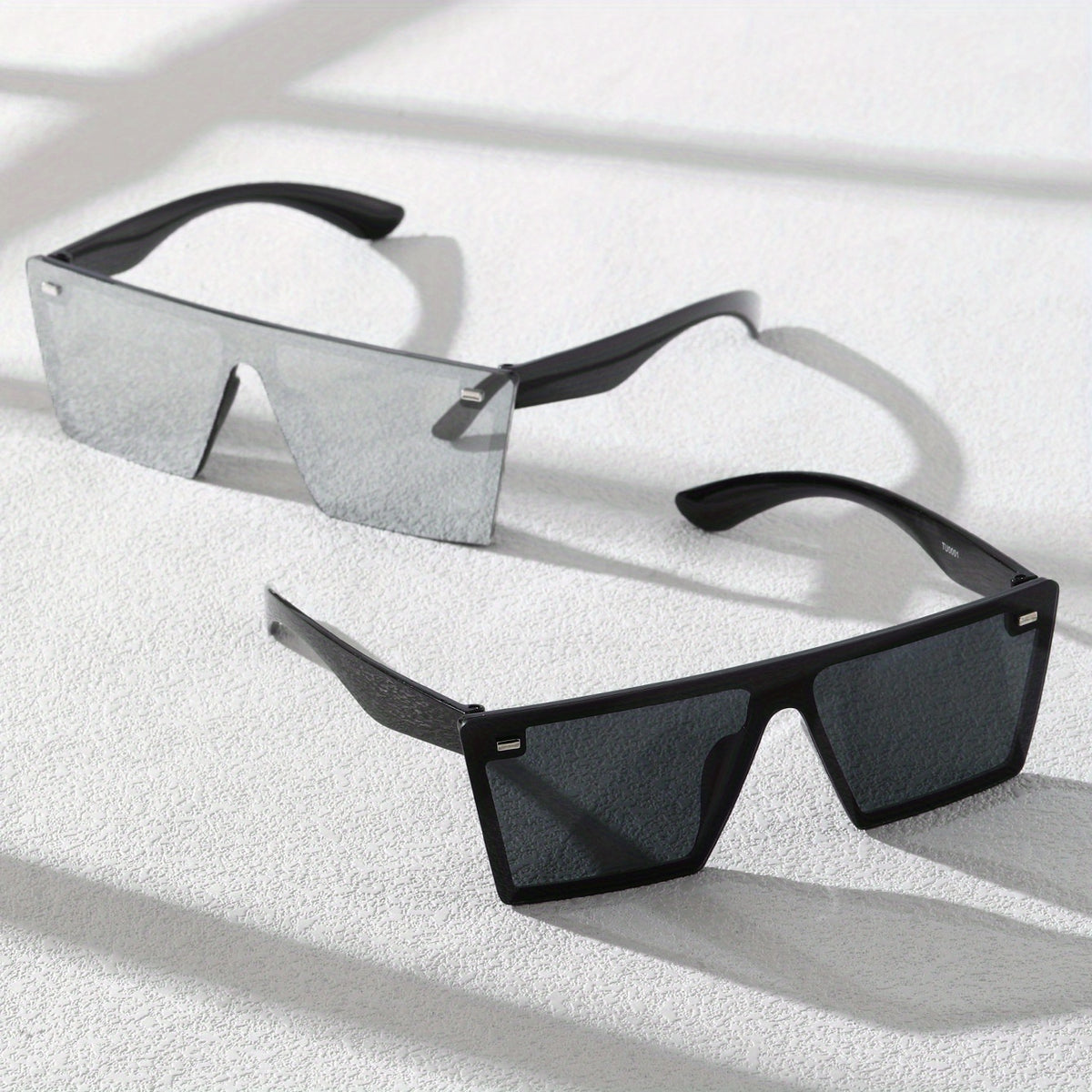 2 Pairs Men's Classic Square Rimless Sunglasses