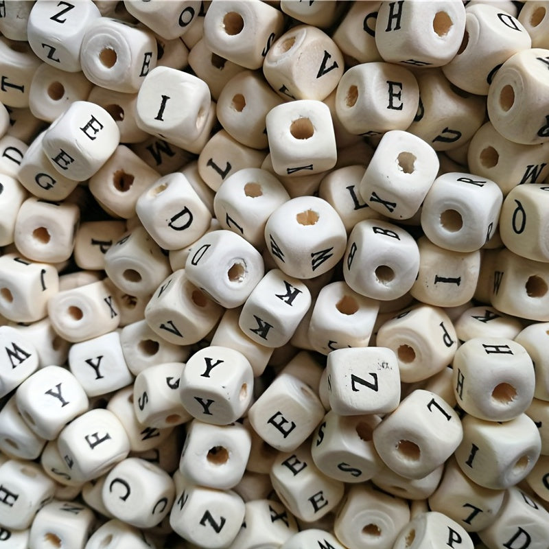 10mm Primary Square Letter Wooden Bead English Letter DIY Jewelry Material