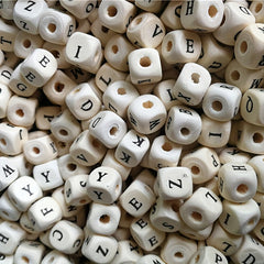 10mm Primary Square Letter Wooden Bead English Letter DIY Jewelry Material