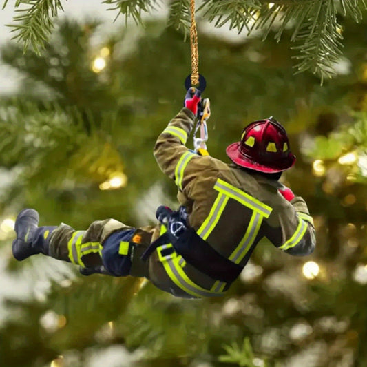 Firefighter Uniform Christmas Ornament for Rearview Mirror Decoration