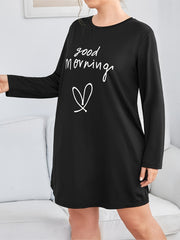  Heart Print Short Sleeve Comfort Sleep Dress