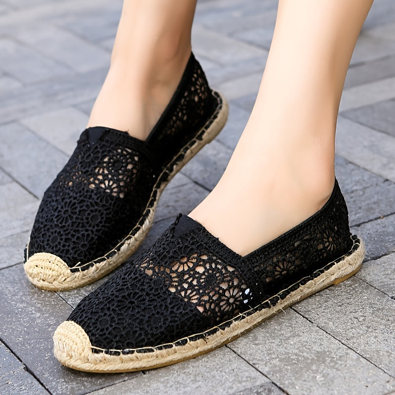 Floral Lace Espadrille Flat Shoes Women's Footwear