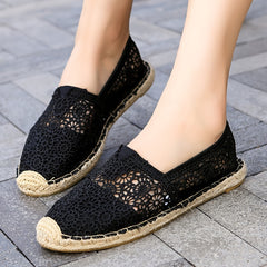 Floral Lace Espadrille Flat Shoes Women's Footwear