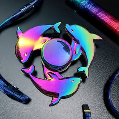 Colorful Metal Finger Spinner Dolphin Shaped Toy for Relaxation