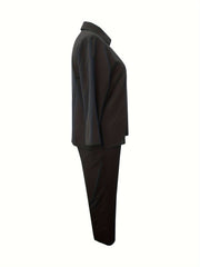 Casual Outfits Set Women's Solid Half Zip Top & Pants