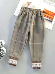 Girls' Plaid Active Jogger Pants Trousers With Pockets