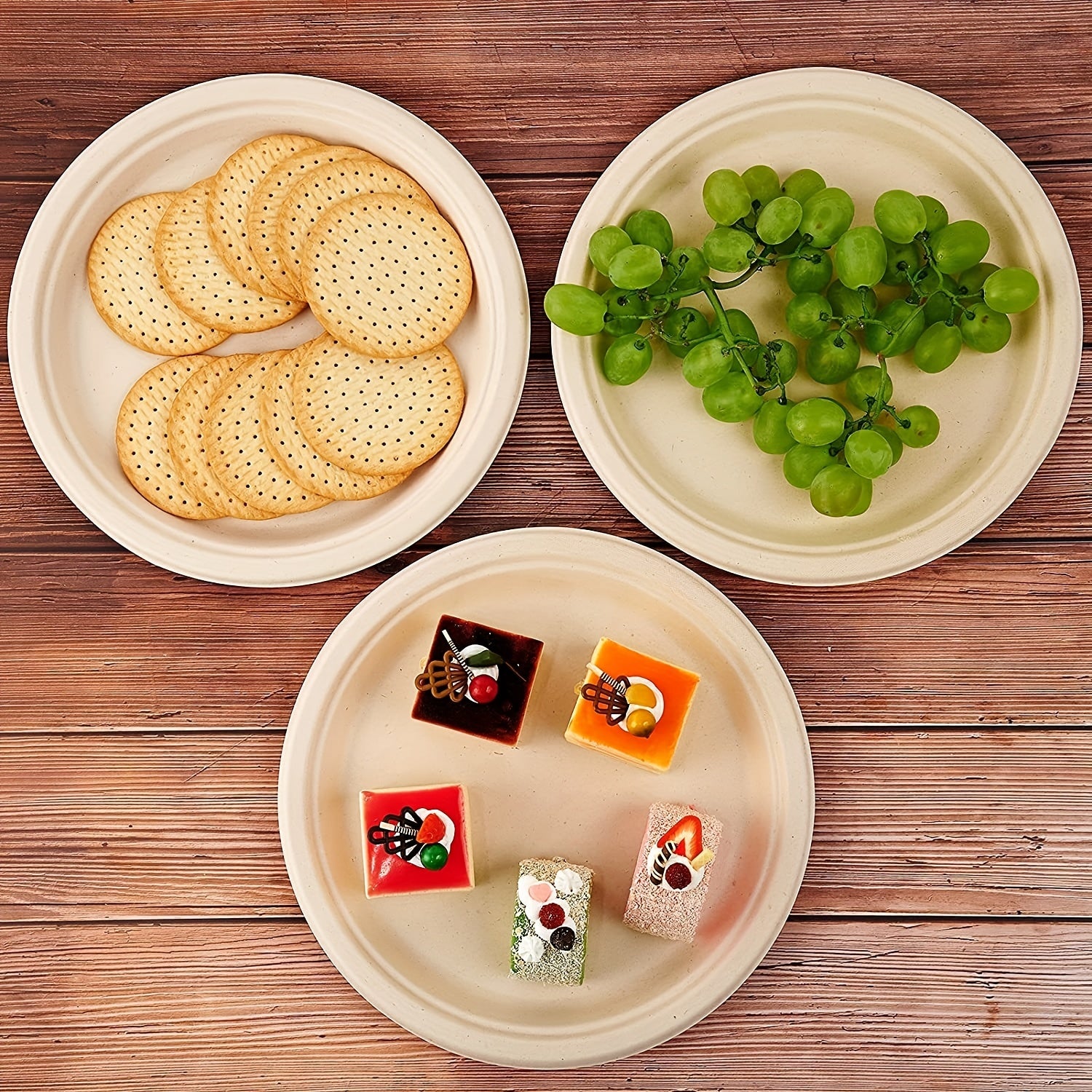 50pcs 15-17" Compostable Bagasse Plates Eco Friendly Biodegradable