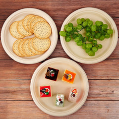 50pcs 15-17" Compostable Bagasse Plates Eco Friendly Biodegradable