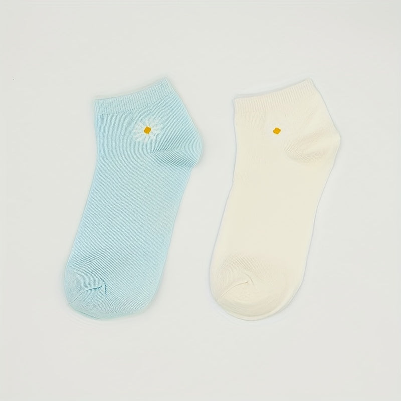 Floral Print Crew Socks for Women, Comfy & Breathable Short Stockings