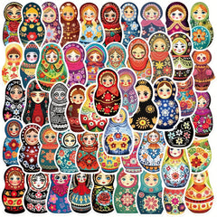 50pcs Matryoshka Doll Series Stickers Waterproof DIY Journal St