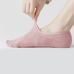 5 Pairs Mesh Boat Socks Silicone Non slip Ankle Socks Women's Stockings