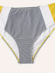  Knot Front Tank Bra & Striped Panty Swimsuit Set