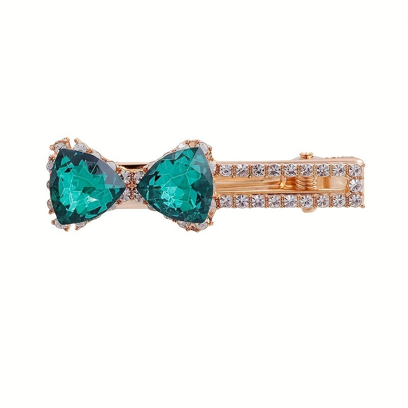Bowknot Crystal Hair Clip Non slip Duck Billed Clip Female Side Clip