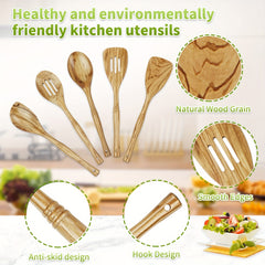 5pcs Olive Wooden Spoon Set Non stick Cooking Utensils