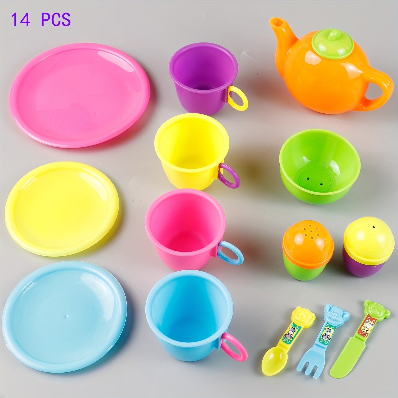 14pcs Colorful Play House Toys Set for Pretend Kitchen Tableware Fun
