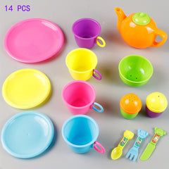 14pcs Colorful Play House Toys Set for Pretend Kitchen Tableware Fun