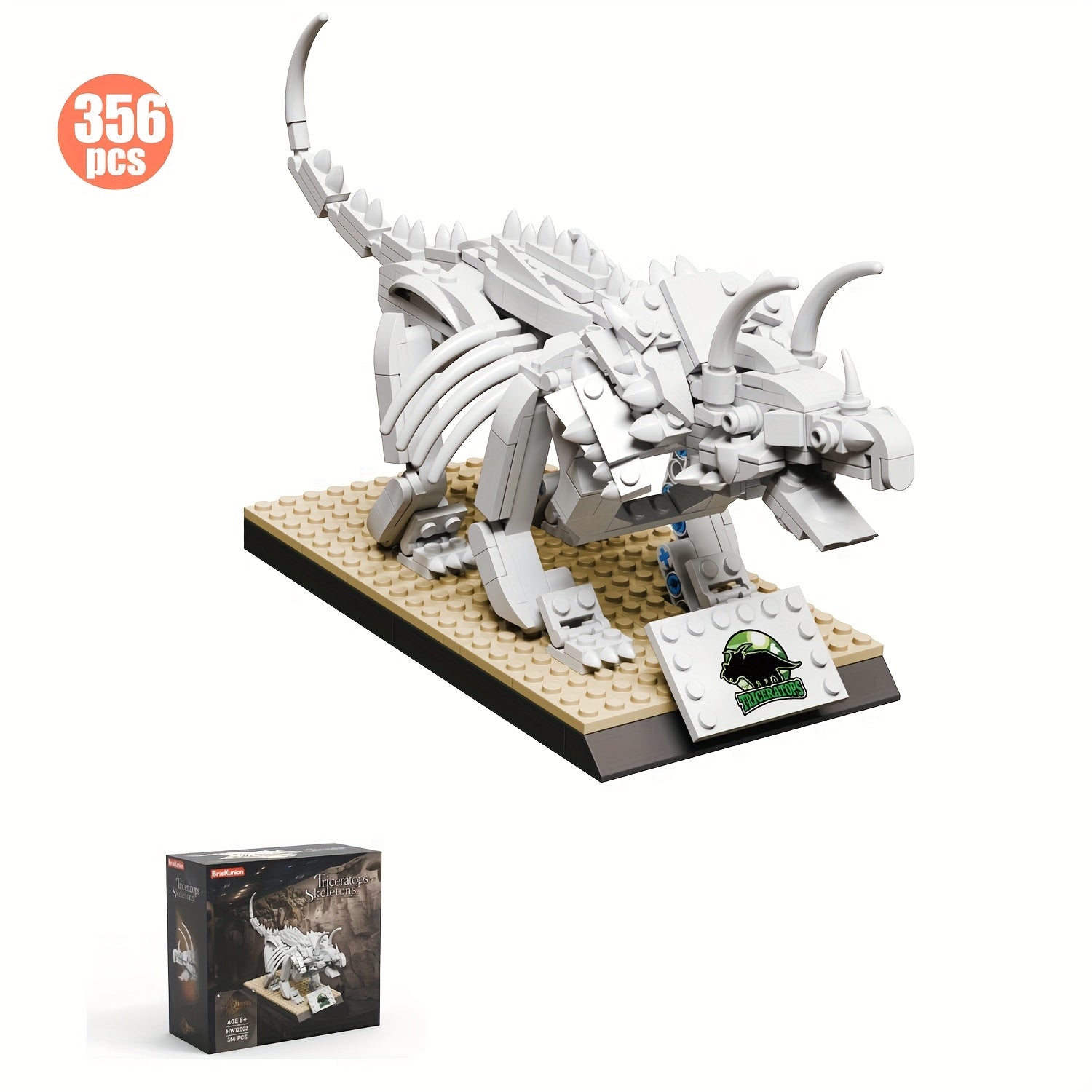 Museum Dinosaur Building Blocks Set - Triceratops Stegosaurus T Rex Fossils
