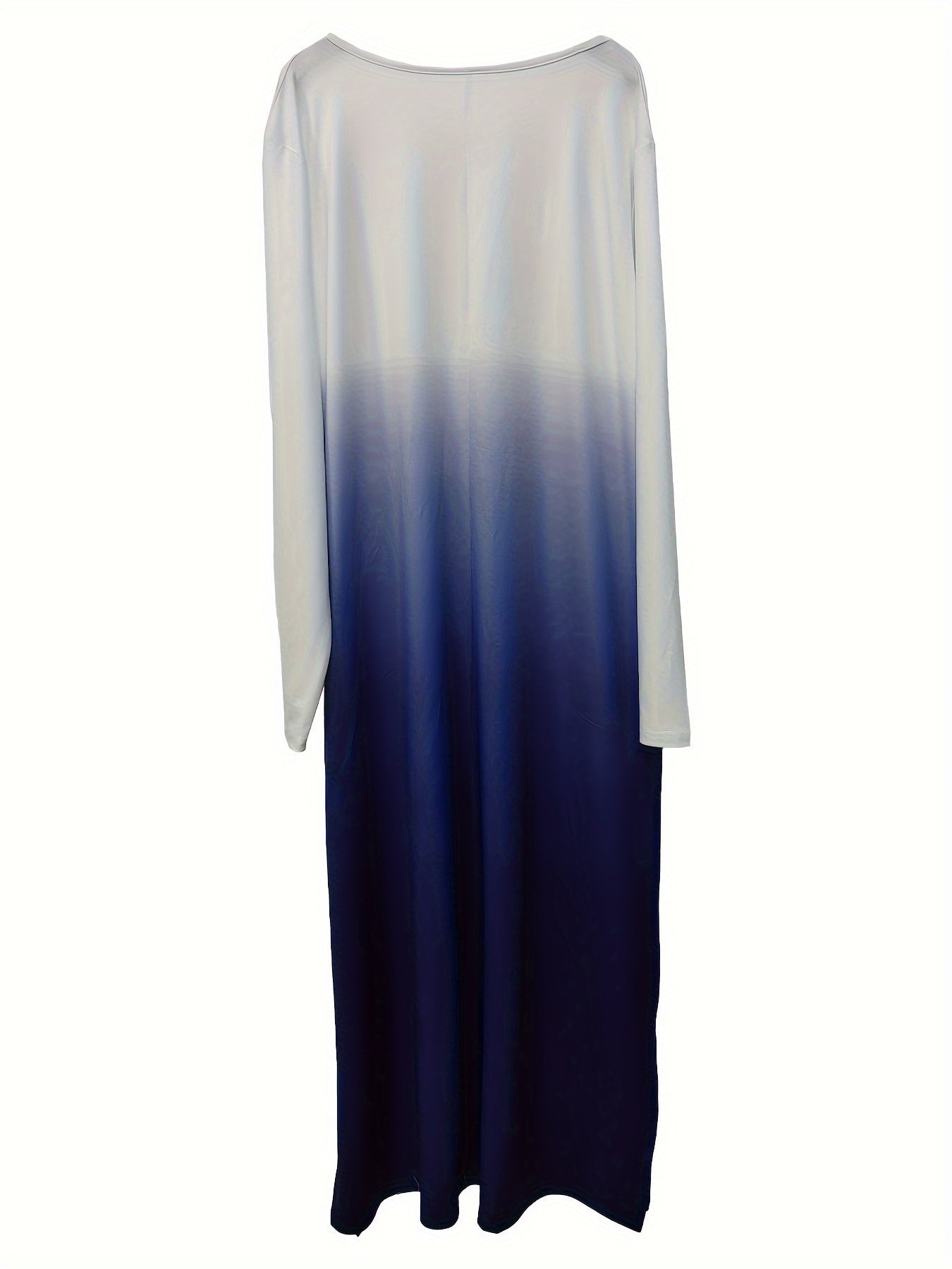 Women's Plus Ombre Long Sleeve Round Neck Maxi Dress