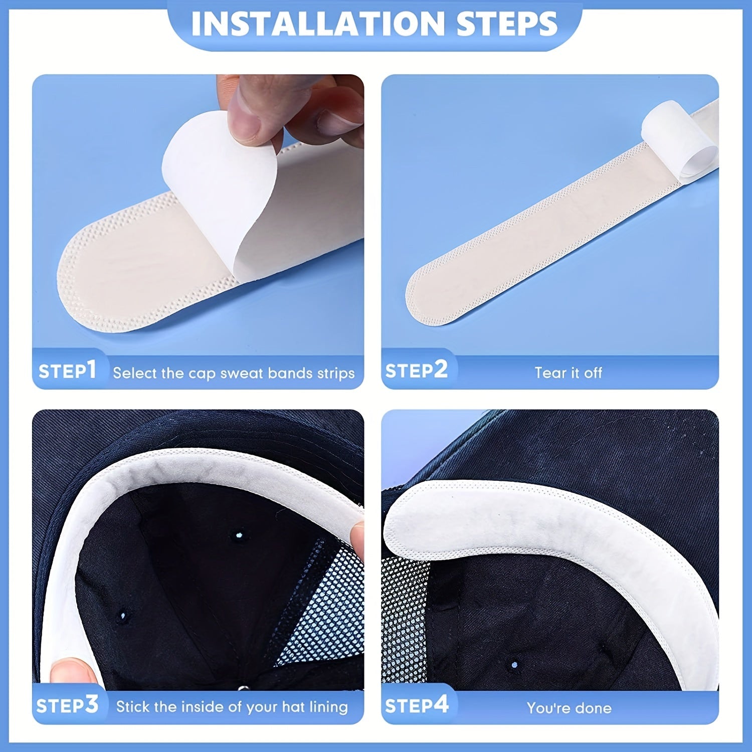 10pcs Baseball Cap Sweat Stickers Neck Antiperspirant Disposable Pads
