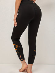 Floral Print High Rise Plus Size Leggings