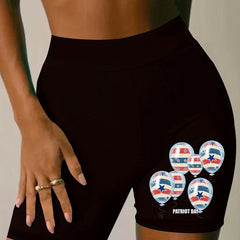 Women's Plus Flag Balloon Print High Rise Biker Shorts