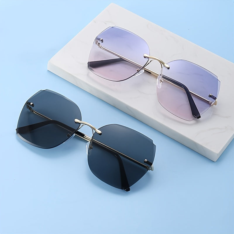 Large Rimless Sunglasses Anti Glare UV400