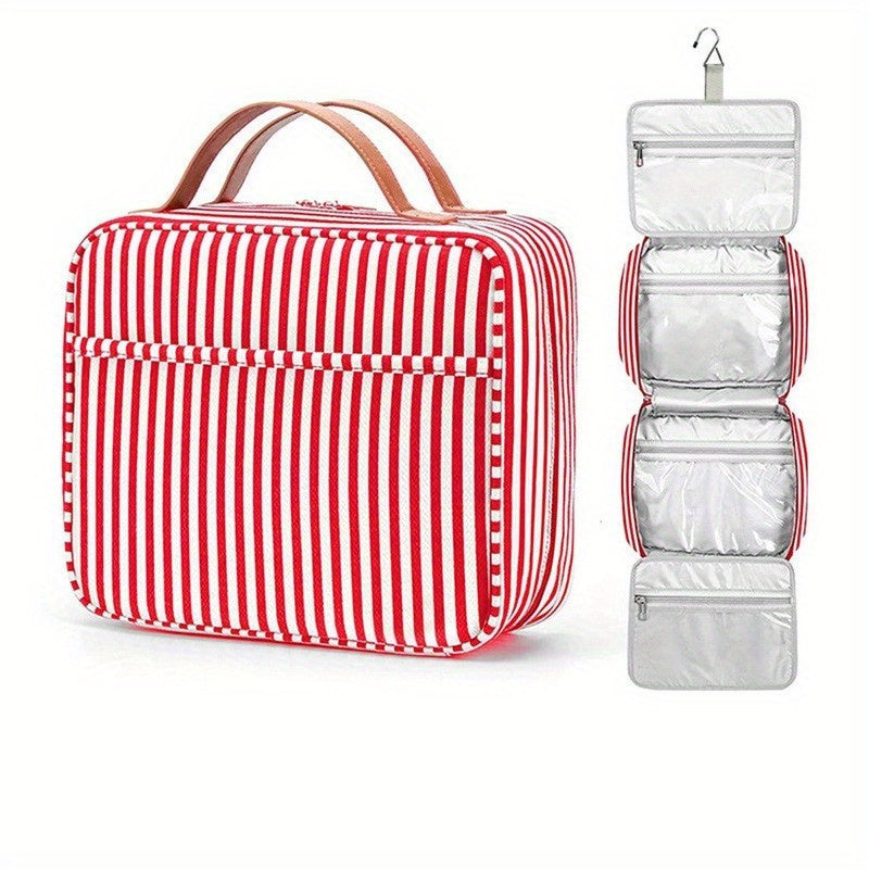 Striped Pattern Comestic Storage Bag Foldable Hanging Makeup Bag