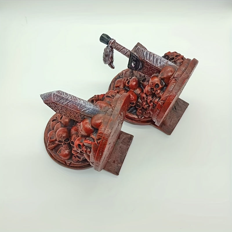 Red Skull Bookend & Home Decor Sculpture Encaustic Finished ABS