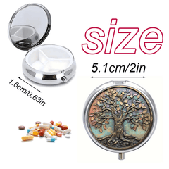 Portable Pill Organizer Keychain 3 Compartment Metal Medicine Case