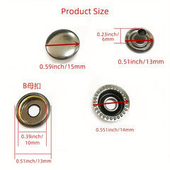 60pcs 15mm Metal Snap Fasteners Kit with Install Tools for Clothes